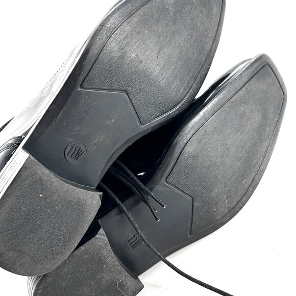 Jean Yves Mens Derby Oxford Dress Shoes 11 11WW Wide Black NWOT Patent Lace Up - Picture 6 of 7